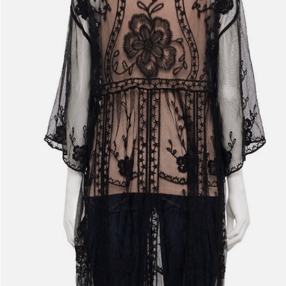LC Lauren Conrad Black Lace Kimono - Picture 9 of 15